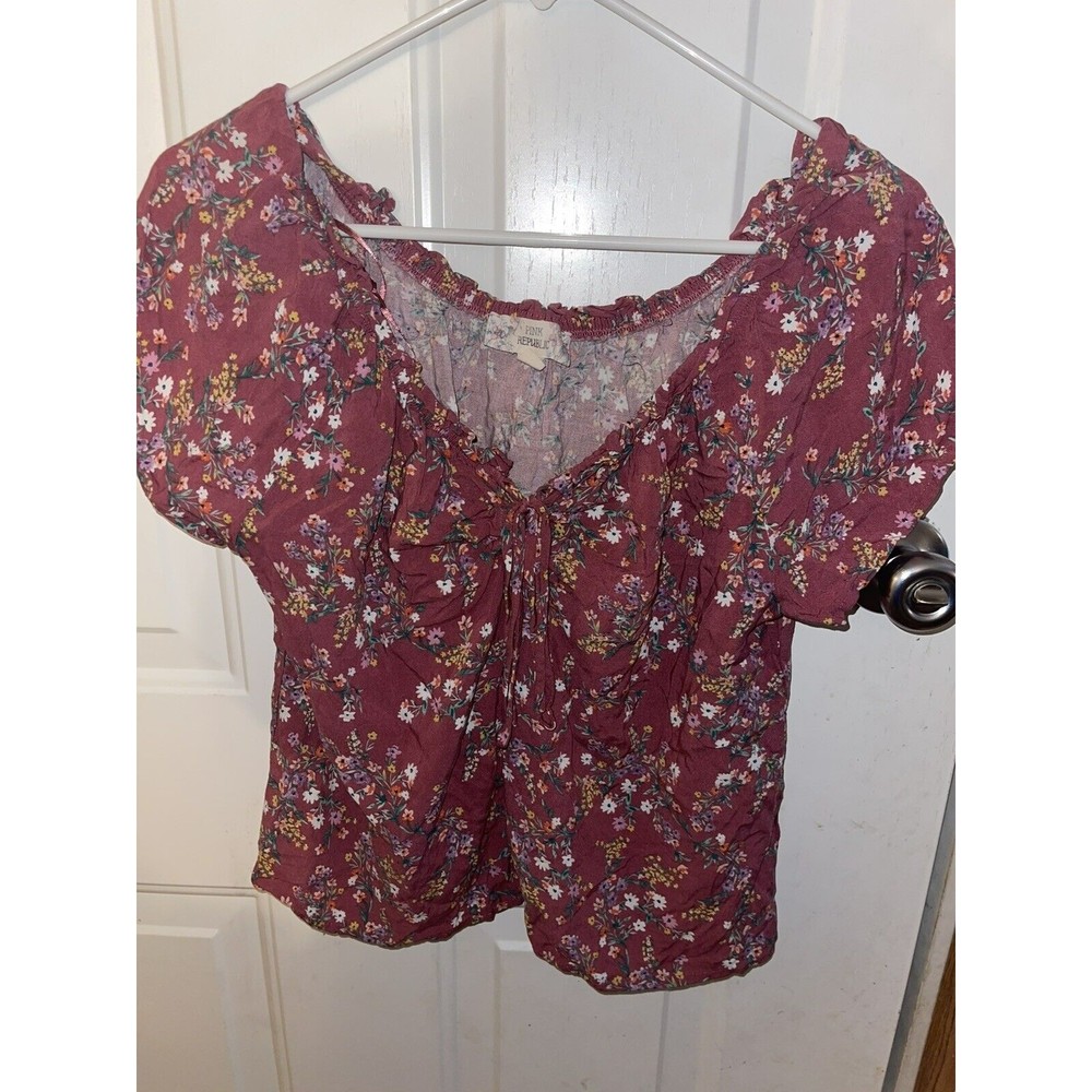 Women Ladies Floral Blouse Off Shoulder Pink Republic Size Medium